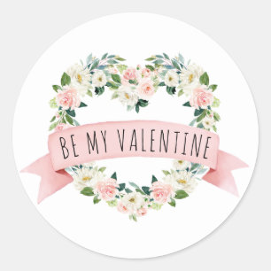 Sticker Rond Aquarelle rose Floral Valentine