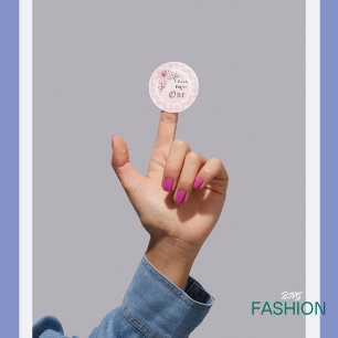 Sticker Rond Aquarelle rose florale et mignonne fête d'annivers