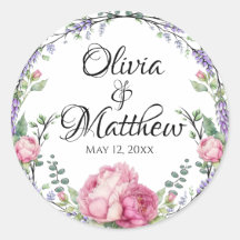 Aquarelle rose floraux lavande éducalyptus