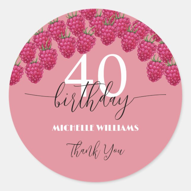 Sticker Rond Aquarelle rose framboise Art Calligraphie Annivers (Devant)