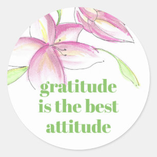 Sticker Rond Aquarelle rose Lily Gratitude