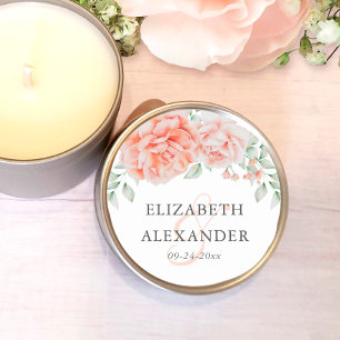 Sticker Rond Aquarelle rose Mariage de monogramme