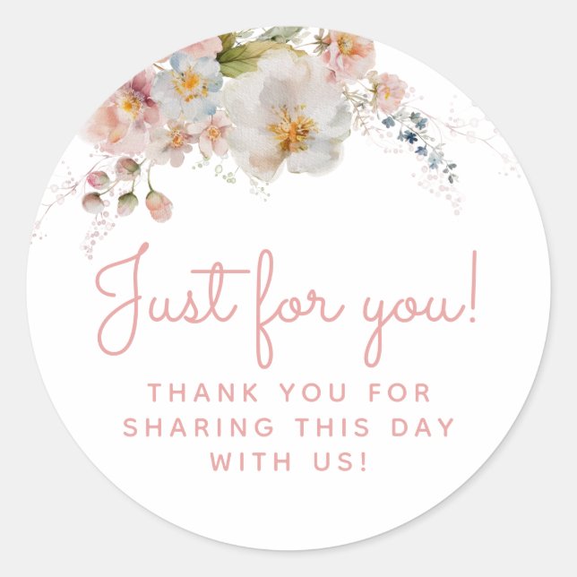 Sticker Rond Aquarelle rose Merci floral Favoriser (Devant)