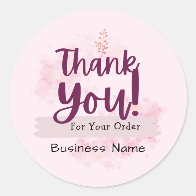 Sticker Rond Aquarelle rose Merci PME (Devant)
