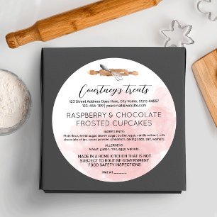 Sticker Rond Aquarelle rose pâle Calligraphie Droit de chalet A