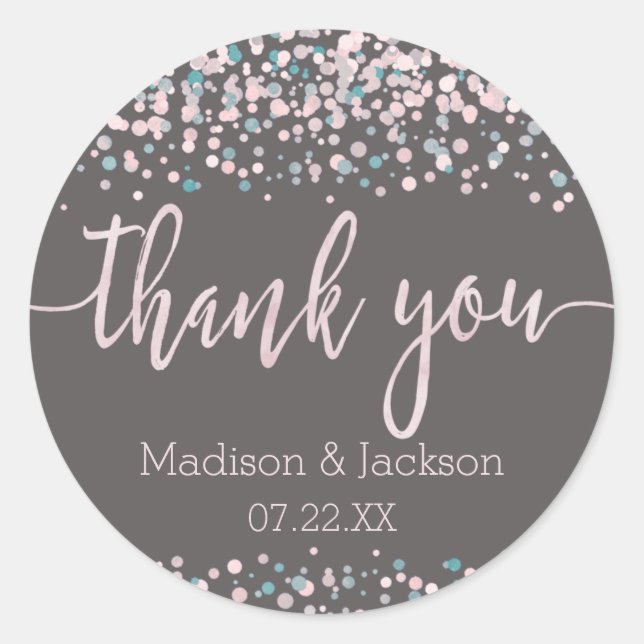 Sticker Rond Aquarelle rose pâle Confetti Mariage Faveur (Devant)