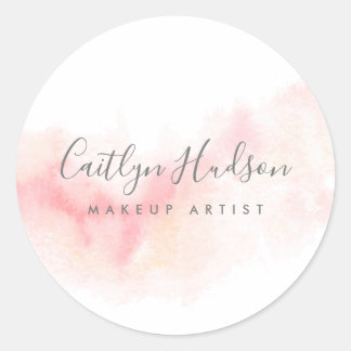 Sticker Rond Aquarelle rose pâle Feminine