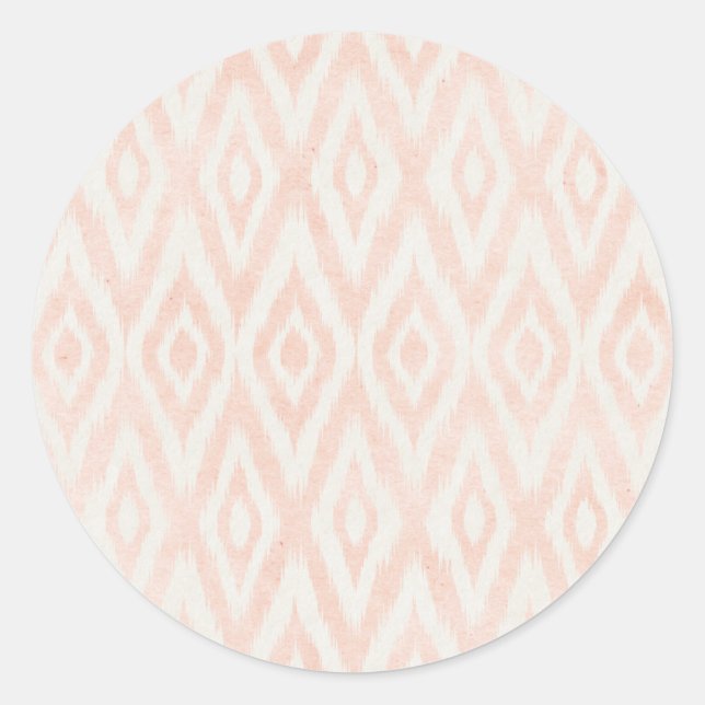 Sticker Rond Aquarelle rose pâle Ikat Impression géométrique pe (Devant)