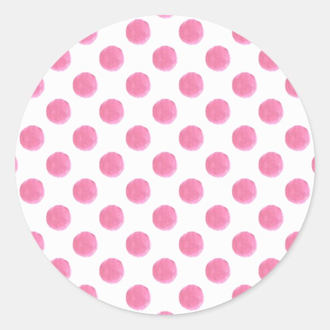 Sticker Rond aquarelle rose pois dotty design (Devant)