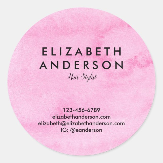 Sticker Rond Aquarelle Rose rose (Devant)