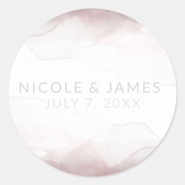 Sticker Rond Aquarelle rose vif Ultra Moderne Mariage chic (Devant)