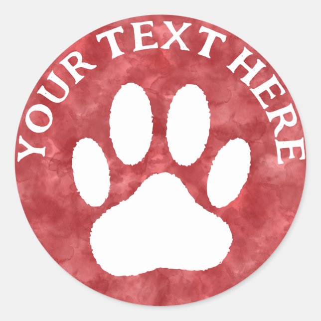 Sticker Rond Aquarelle rouge blanche du texte personnalisé Empr (Devant)