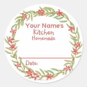 Sticker Rond Aquarelle rouge de cuisson personnalisée