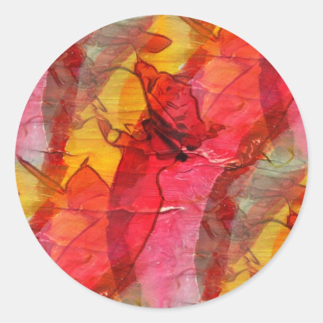 Sticker Rond Aquarelle rouge jaune (Devant)