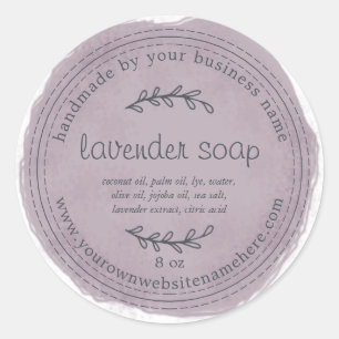 Sticker Rond Aquarelle Russe Lavande Faite À La Main