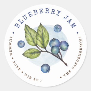 Sticker Rond Aquarelle rustique Blueberry Jam Classic Round