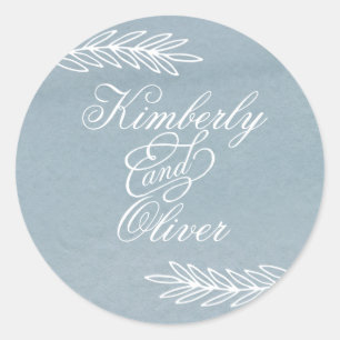 Sticker Rond Aquarelle rustique Dusty Bleu Nature Mariage
