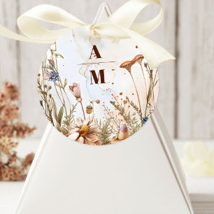 Sticker Rond Aquarelle rustique Mariage bois