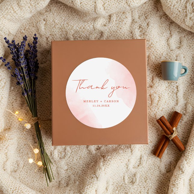 Sticker Rond Aquarelle rustique Mariage en terre cuite Merci (Créateur téléchargé)