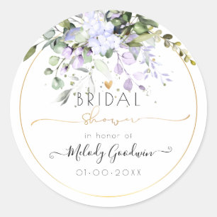 Sticker Rond Aquarelle Rustique Violet Gommier Eucalyptus Douch