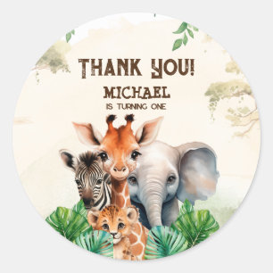 Sticker Rond Aquarelle Safari Wild One