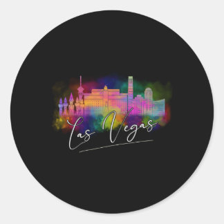 Sticker Rond Aquarelle Skyline Las Vegas