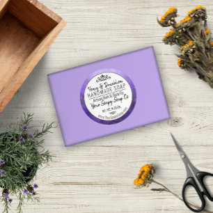 Sticker Rond Aquarelle Soap artisanal Typographie moderne Purpl