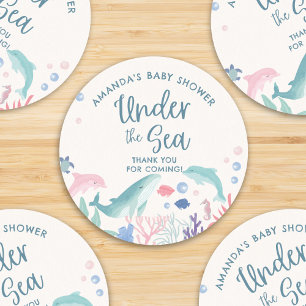 Sticker Rond Aquarelle sous le Baby shower marin