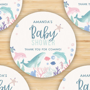 Sticker Rond Aquarelle sous le Baby shower marin