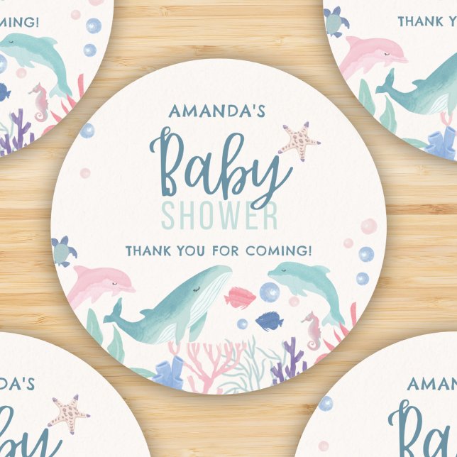 Sticker Rond Aquarelle sous le Baby shower marin (Créateur téléchargé)