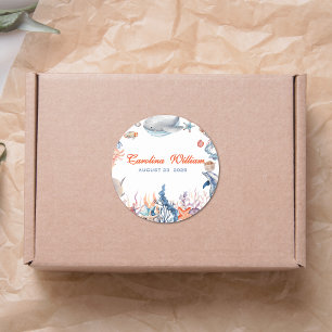 Sticker Rond Aquarelle sous le baby shower marin
