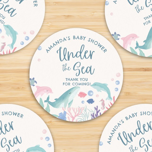 Sticker Rond Aquarelle sous le Merci du Baby shower marin (Créateur téléchargé)