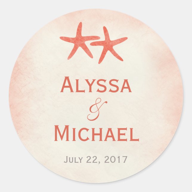 Sticker Rond Aquarelle Starfish Favoriser Sticker/Enveloppe Sce (Devant)