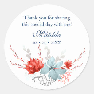Sticker Rond Aquarelle Succulent Floral Bat mitzvah botanique