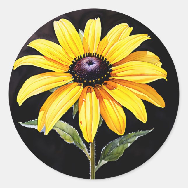 Sticker Rond Aquarelle Suzanne jaune brillant (Devant)