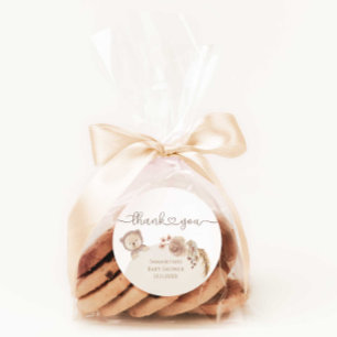 Sticker Rond Aquarelle Teddy Baby shower Ours Favoriser Merci