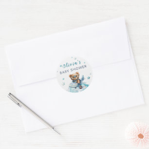 Sticker Rond Aquarelle Teddy Bear Bearly Wait Baby shower