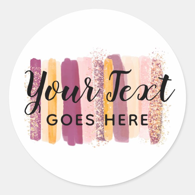 Sticker Rond Aquarelle tendance Peinture Trucs Plum Purple & Or (Devant)