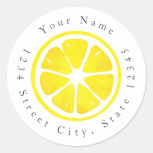 Sticker Rond Aquarelle tranche citron