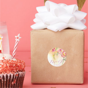 Sticker Rond Aquarelle tropicale Freesia