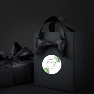 Sticker Rond Aquarelle tropicale Palm Feuille Merci Mariage