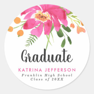 Sticker Rond Aquarelle Tropics Graduation