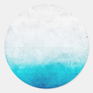 Sticker Rond Aquarelle turquoise et blanche
