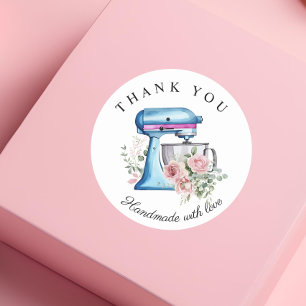 Sticker Rond Aquarelle Turquoise Stand Mixer Merci