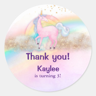 Sticker Rond Aquarelle Unicorn Holographique