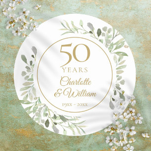 Sticker Rond Aquarelle Verdure 50e anniversaire de Mariage