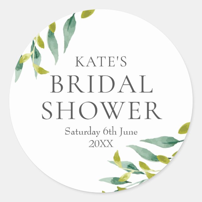 Sticker Rond Aquarelle Verdure Feuille Fête des mariées Favoris (Devant)