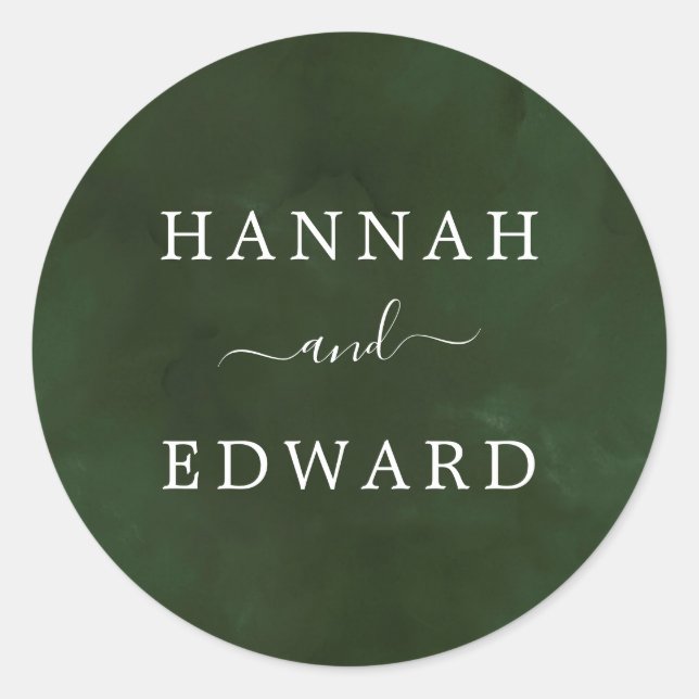 Sticker Rond Aquarelle verte et blanche (Devant)