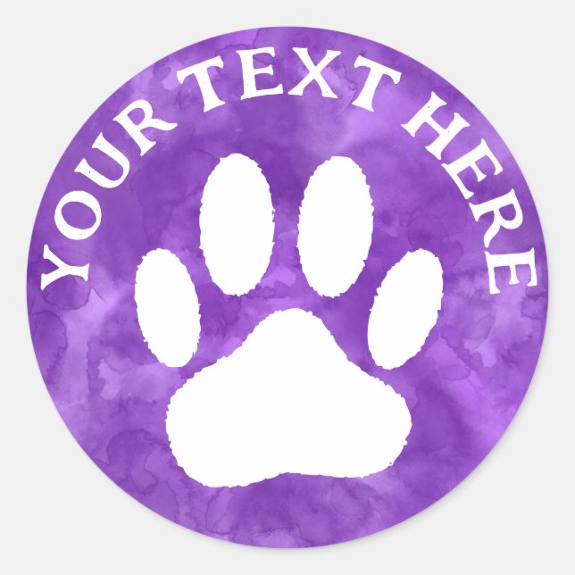 Sticker Rond Aquarelle violette blanche du texte personnalisé E (Devant)