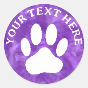 Sticker Rond Aquarelle violette blanche du texte personnalisé E